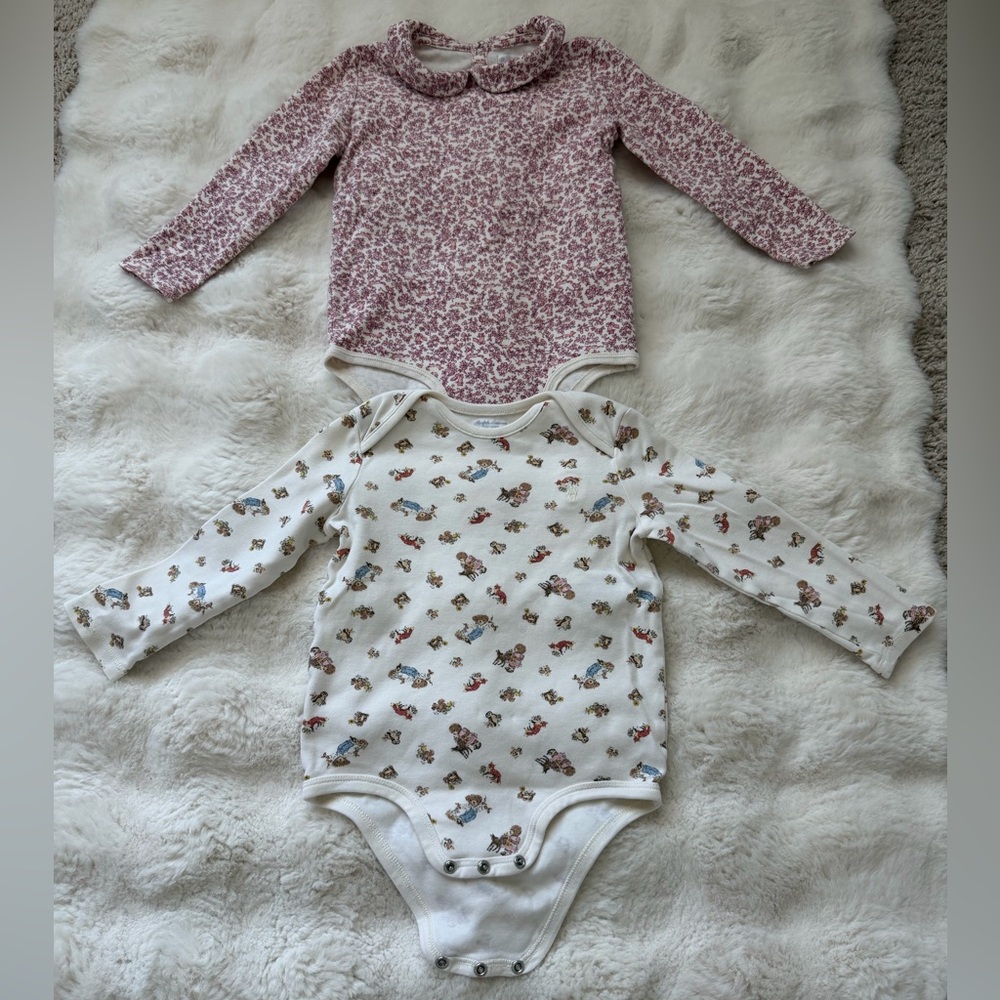 Ralph Lauren Cotton Bear 🐻 Floral 🌸  Print Girls Bodysuit Set- 24 M